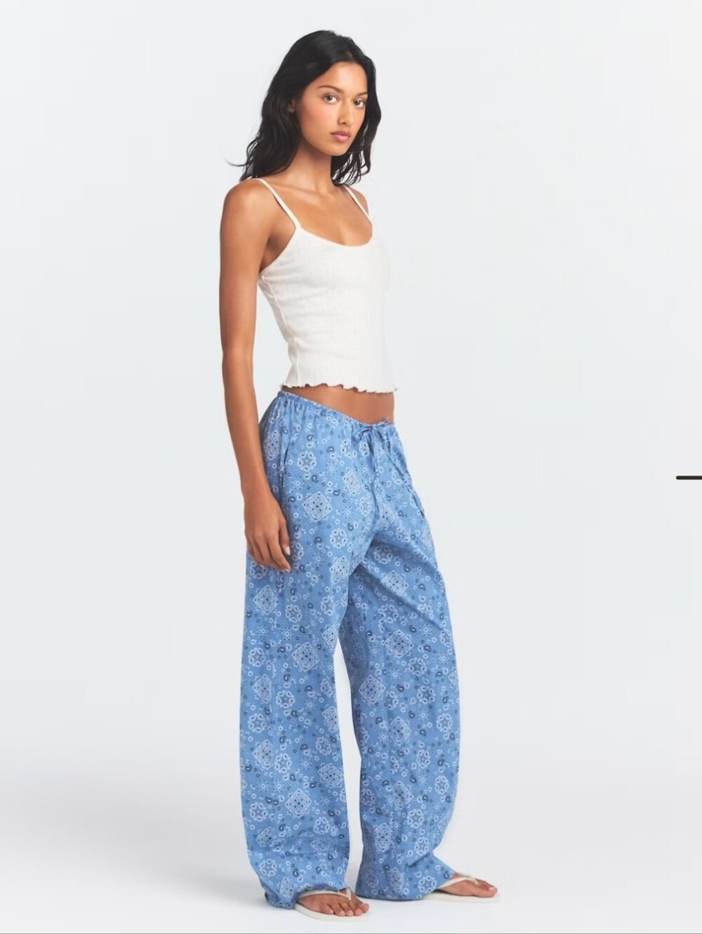 Skims Cotton Poplin Straight Leg Pant in Arctic Bandana, Size XS